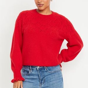Old Navy Red Sweater with Ruffle Sleeves